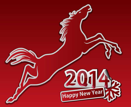 Jumping horse. Happy new year.のイラスト素材