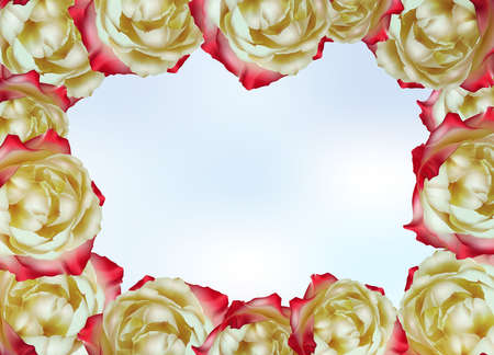 Frame made of tea rosesのイラスト素材