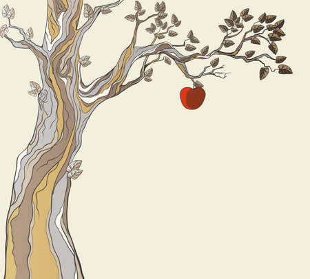 Original sin. Tree with apple.のイラスト素材