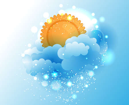 Cartoon sky, cloud and sunのイラスト素材