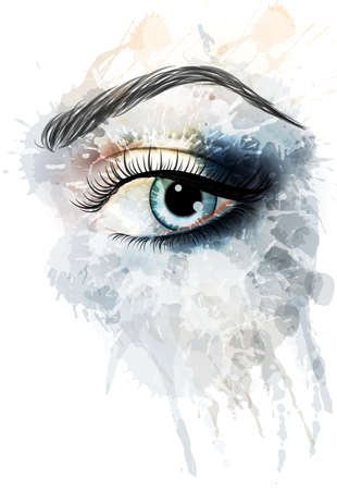 Eye made of watercolor splashesのイラスト素材