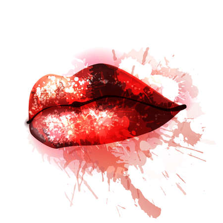 Lips with colorful splashesのイラスト素材
