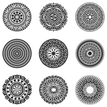Oriental radial patterns setのイラスト素材
