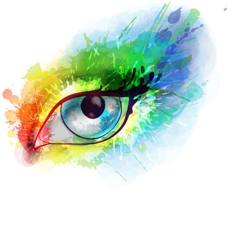 Woman eye made colorful splashesのイラスト素材