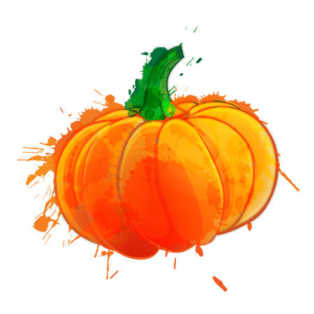 Pumpkin  made of colorful splashes on white backgroundのイラスト素材