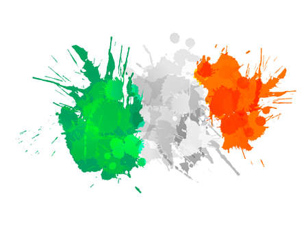 Flag of Ireland made of colorful splashesのイラスト素材