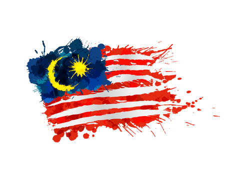 Malaysian flag made of colorful splashesのイラスト素材