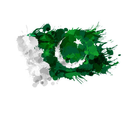 Flag of Pakistan made of colorful splashesのイラスト素材