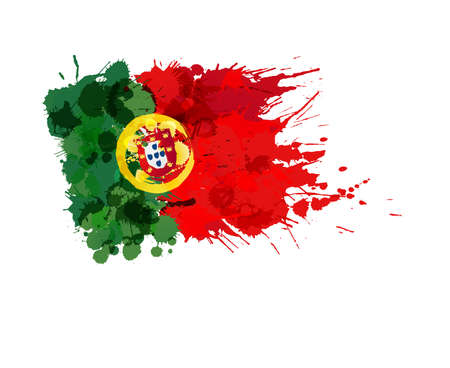 Flag of Portugal made of colorful splashesのイラスト素材