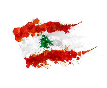 Flag of Lebanon made of colorful splashesのイラスト素材