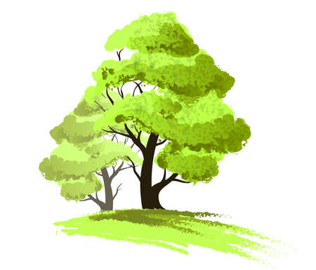 Two trees drawing isolatedのイラスト素材
