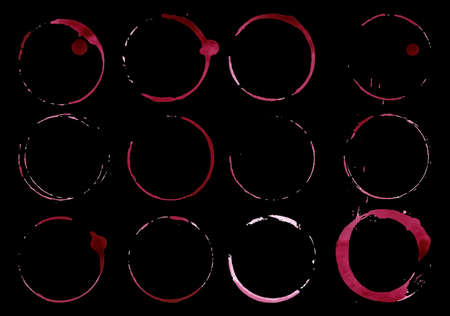 Grunge glass or cup stains isolated on blackのイラスト素材
