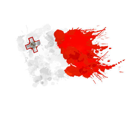 Flag of Malta made of colorful splashesのイラスト素材