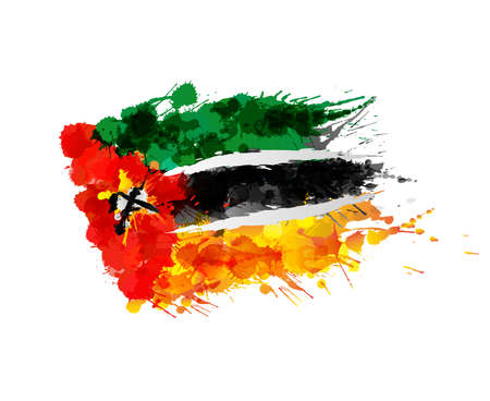 Flag of Mozambique made of colorful splashesのイラスト素材