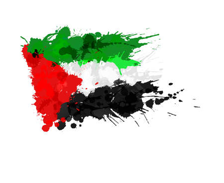 Flag of  Palestine made of colorful splashesのイラスト素材