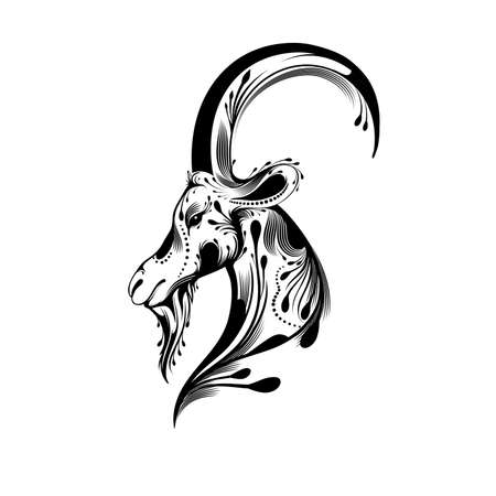 Tribal goat head tattooのイラスト素材