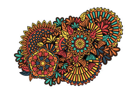 Colorful zentangle patternのイラスト素材