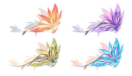 Abstract flower illustration 4 colorsのイラスト素材
