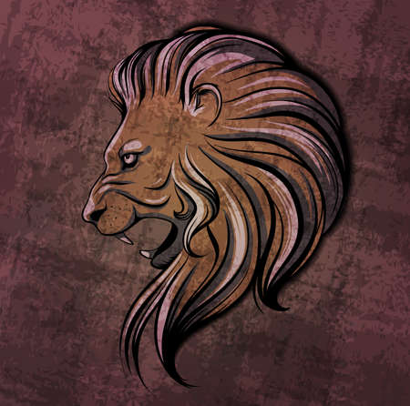 Lion head grunge illustrationのイラスト素材
