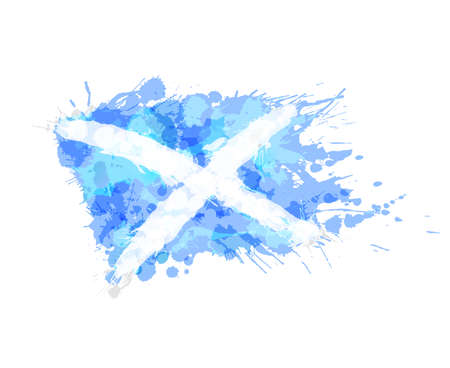 Flag of Scotland made of colorful splashesのイラスト素材