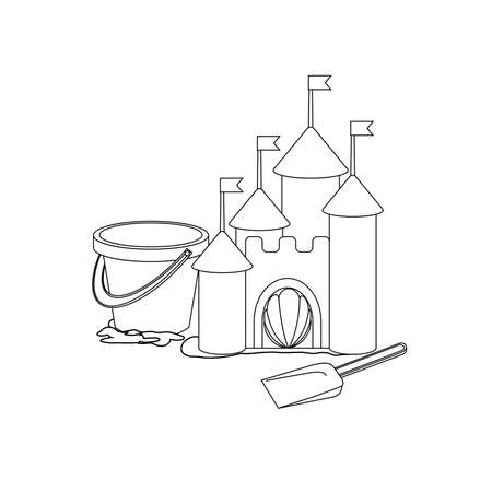 Coloring book: Cartoon sand castleのイラスト素材