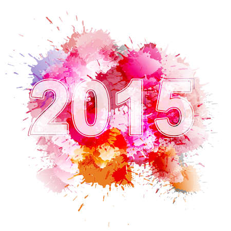 2015 in front of colorful splashesのイラスト素材