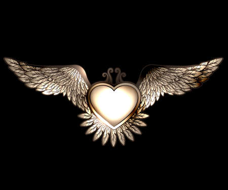 Steam pun style heart with wingsのイラスト素材