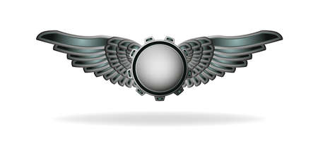 Steampunk style abstract emblem with gear and wingsのイラスト素材