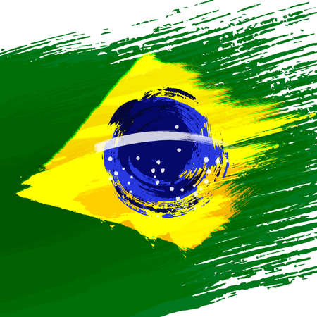 Grunge background in colors of brazilian flagのイラスト素材