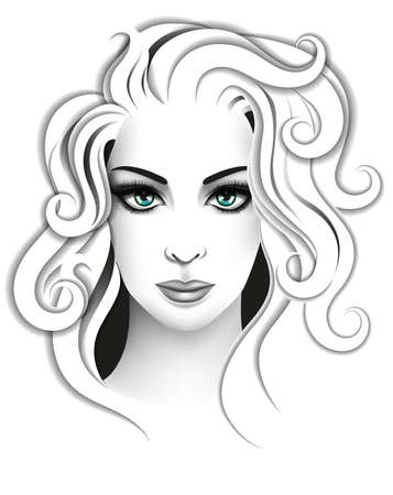 Stylized young woman portrait. Beauty and fashion conceptのイラスト素材