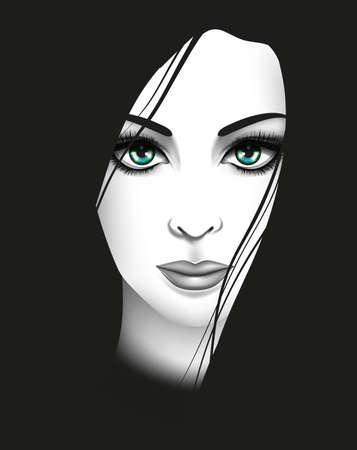 Stylized young woman portrait. Beauty and fashion conceptのイラスト素材