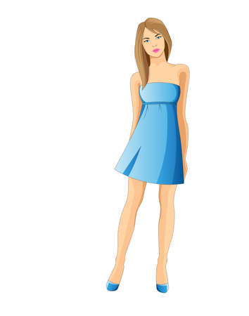 Woman wearing blue dressのイラスト素材