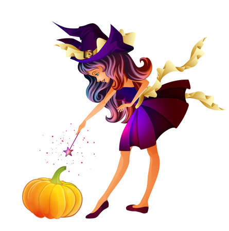 Cute little witch isolatedのイラスト素材