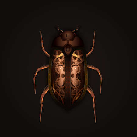 Steampunk style mechanical beetle