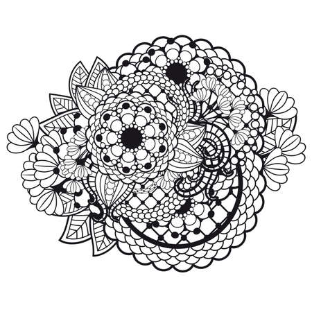Zen tangle doodle floral ornamentのイラスト素材