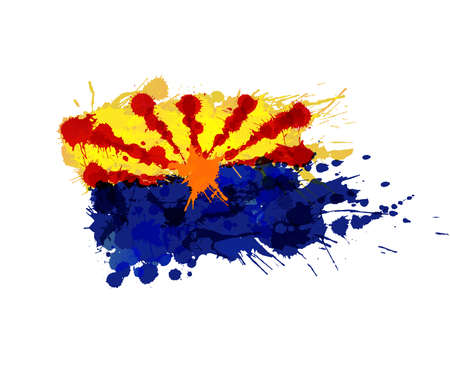 Flag of  Arizona, USA made of colorful splashesのイラスト素材