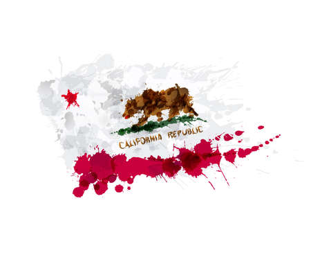 Flag of California, USA made of colorful splashesのイラスト素材