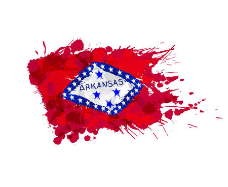 Flag of Arkansas, USA made of colorful splashesのイラスト素材