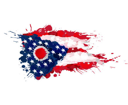 Flag of Ohio, USA made of colorful splashesのイラスト素材