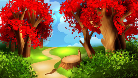 Magic cartoon landscapeのイラスト素材