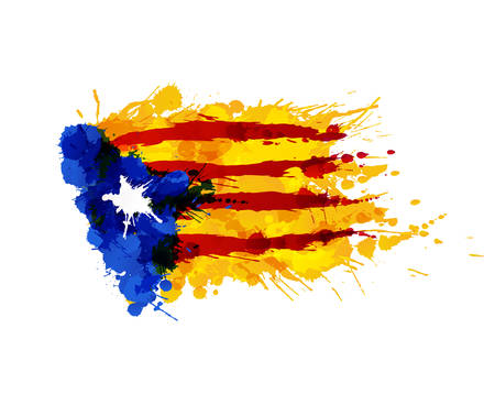 Catalonia Blue Estrelada flag made of colorful splashesのイラスト素材
