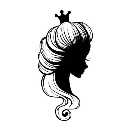 Princess portrait silhouetteのイラスト素材