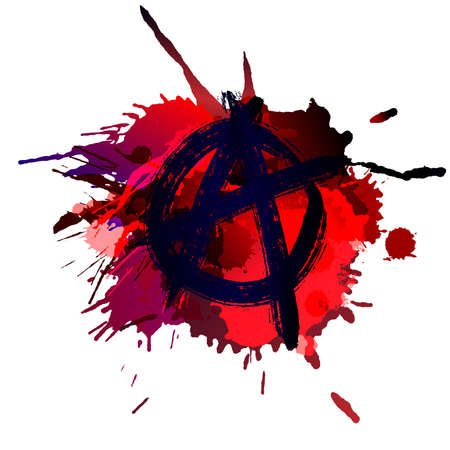 Anarchy sign on the grunge splashes background