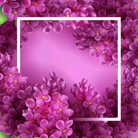 Bright lilac flowers decorative frame templateのイラスト素材