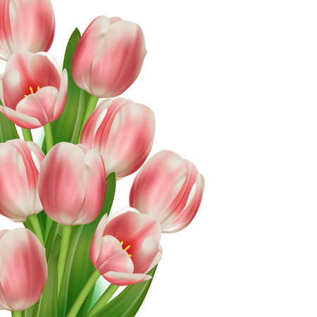 Realistic tulips bouquet card design templateのイラスト素材