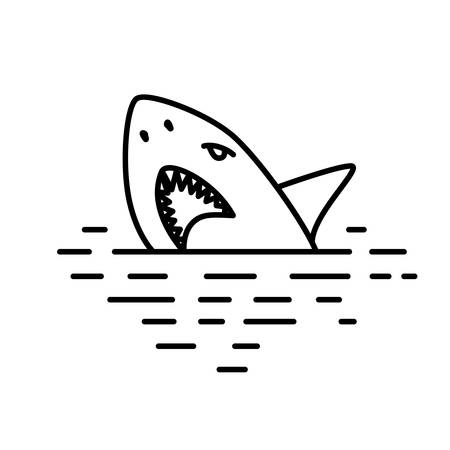 Flat linear shark illustrationのイラスト素材