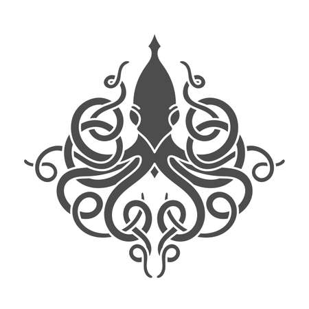 Flat linear kraken illustrationのイラスト素材