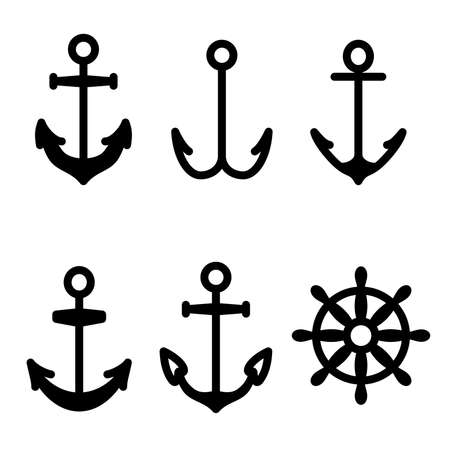 Flat linear anchors setのイラスト素材