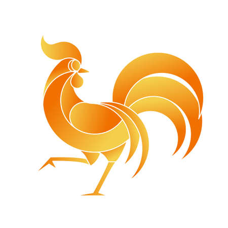 Minimalistic style rooster - symbol of year 2017. Cock simple illustration.のイラスト素材