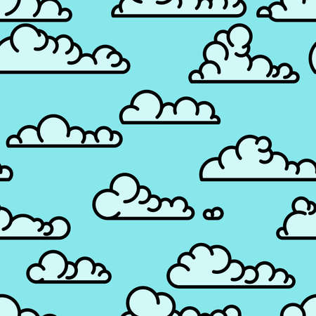 Seamless line art clouds patternのイラスト素材